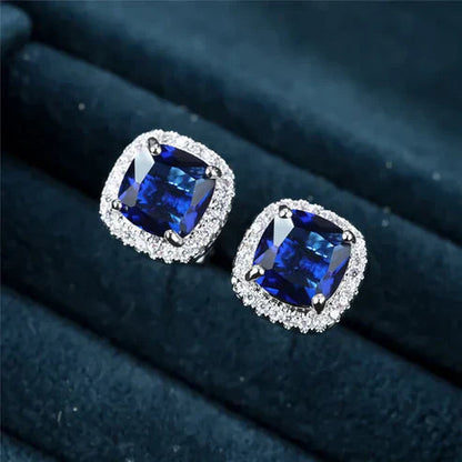 Sapphire Square Stud Earrings Jula Jewelry