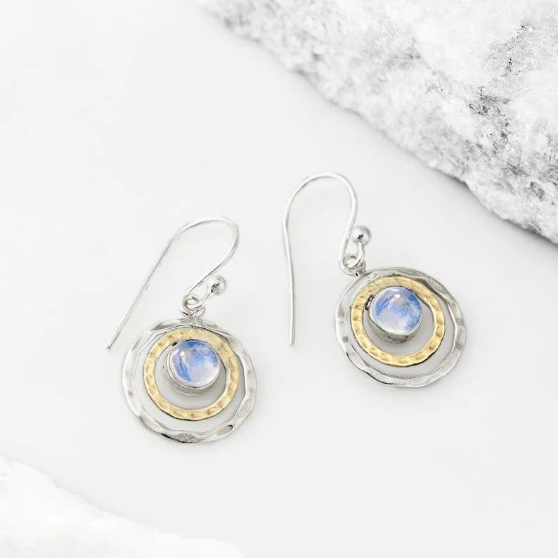 Boho Saturn with Turquoise Opal Dangle Earrings Jula Jewelry