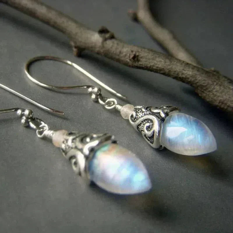 Vintage Lunar Crystal Earrings in Silver Jula Jewelry
