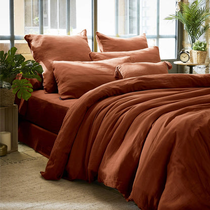 Duvet Cover Terracotta Muslin for Cozy Bedroom Decor SleepingPillow