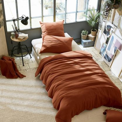 Duvet Cover Terracotta Muslin for Cozy Bedroom Decor SleepingPillow