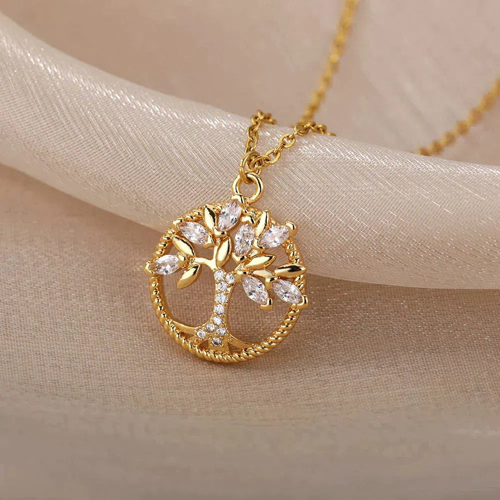 Tree of Life Pendant with Zirconia in Gold Jula Jewelry