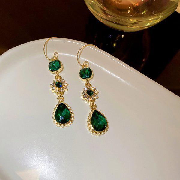 Vintage Luxurious Emerald Crystal Earrings Jula Jewelry