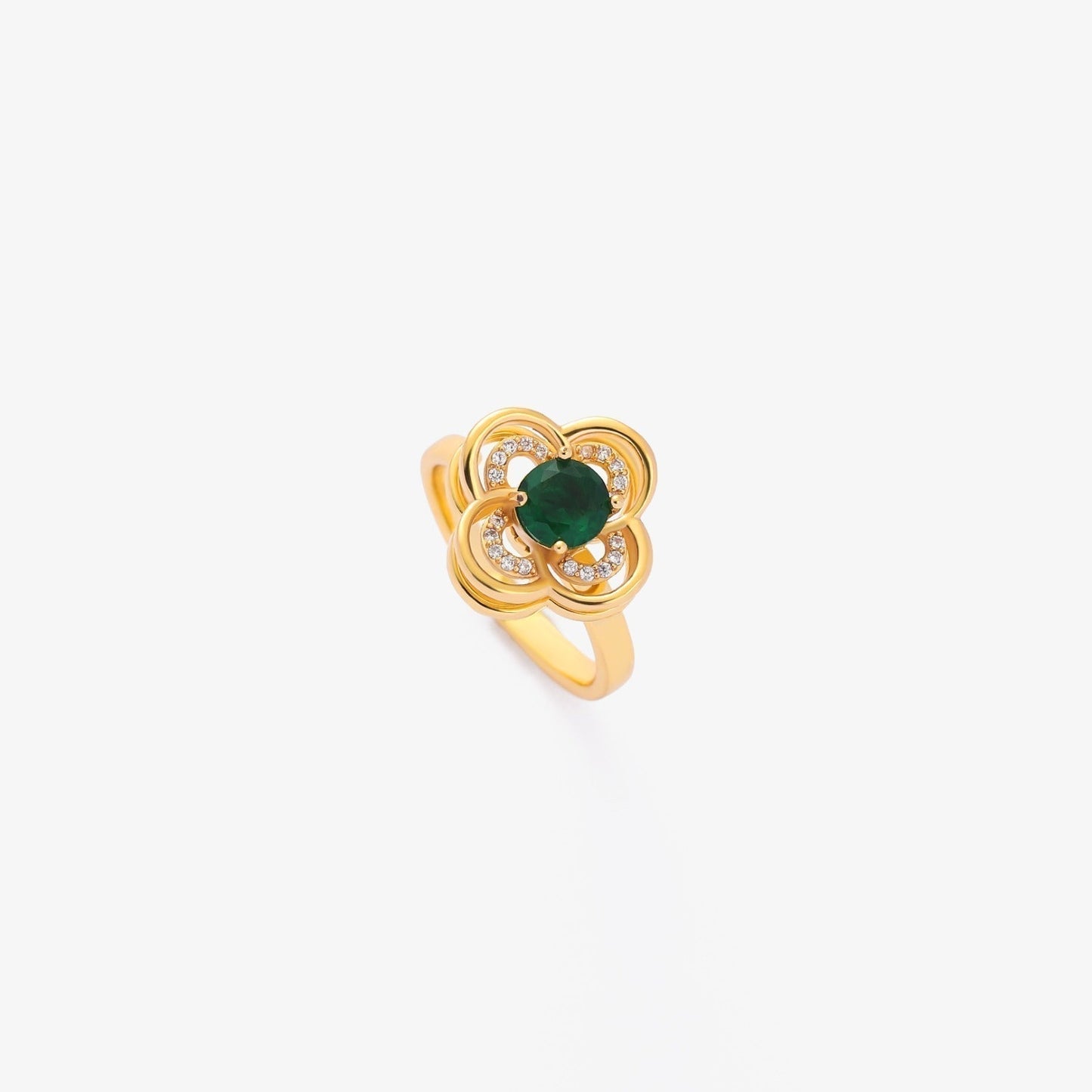 Emerald Gold Blossom Ring Jula Jewelry