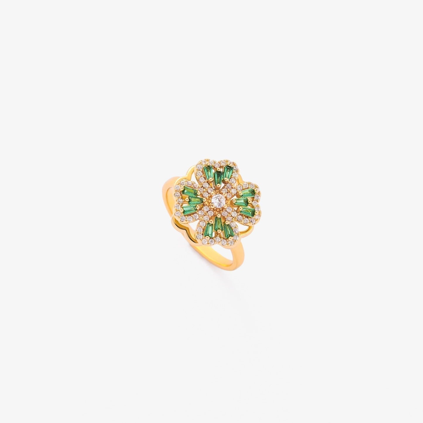 Emerald Gold Floral Band Jula Jewelry