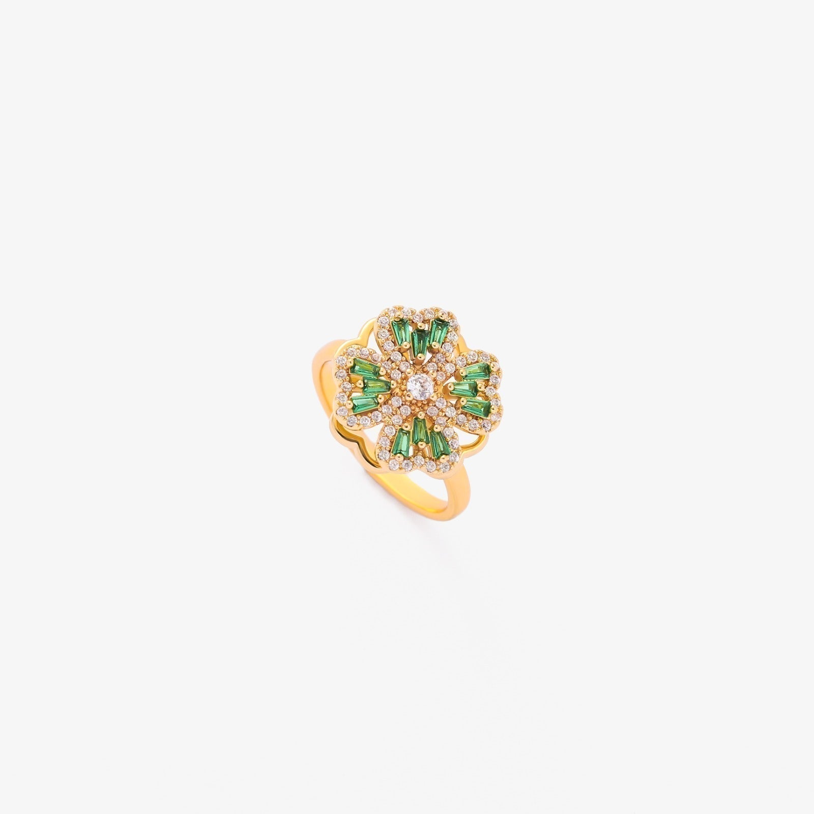 Emerald Gold Floral Band Jula Jewelry