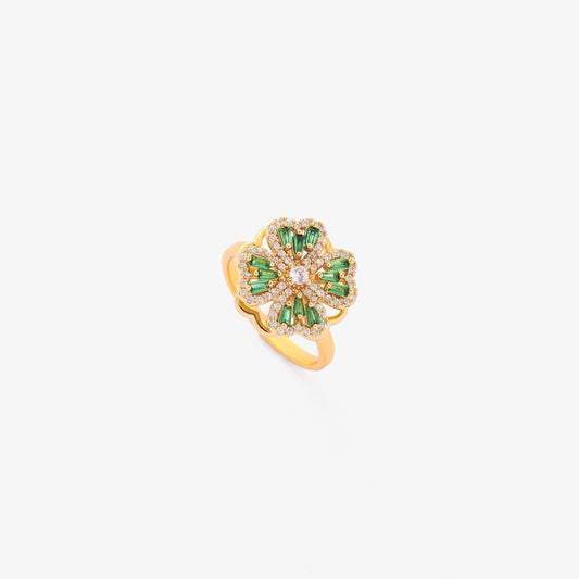 Emerald Gold Floral Band Jula Jewelry
