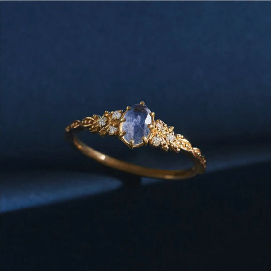 Blue Crystal Flower Ring Jula Jewelry