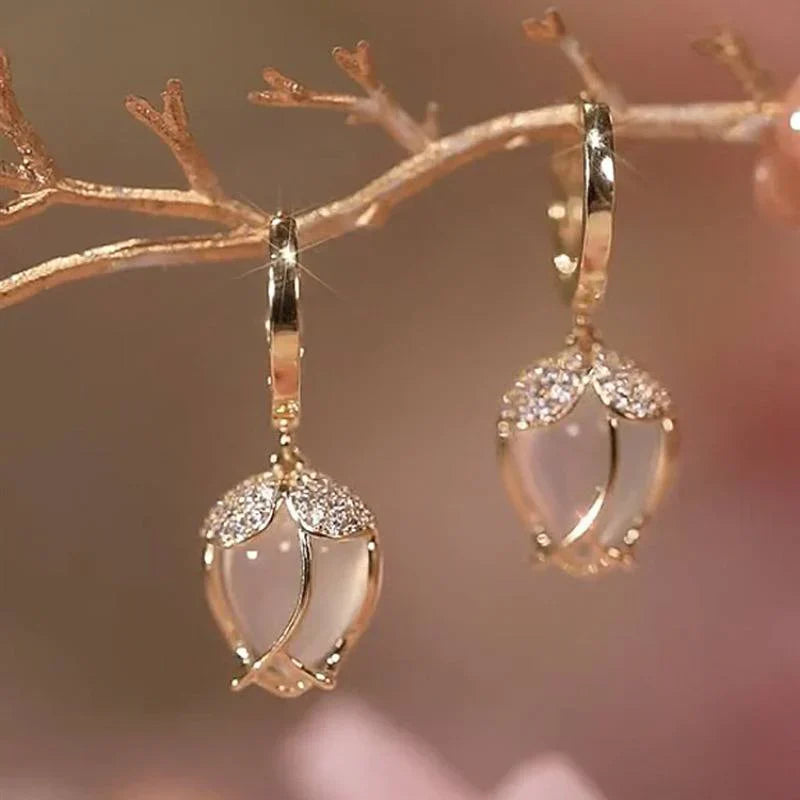 Vintage Ivory Tulip Zirconia Earrings Jula Jewelry