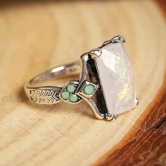Vintage White Opal Sterling Silver Ring Jula Jewelry