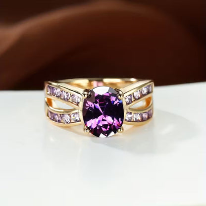 Amethyst Gold Split Band Ring Jula Jewelry
