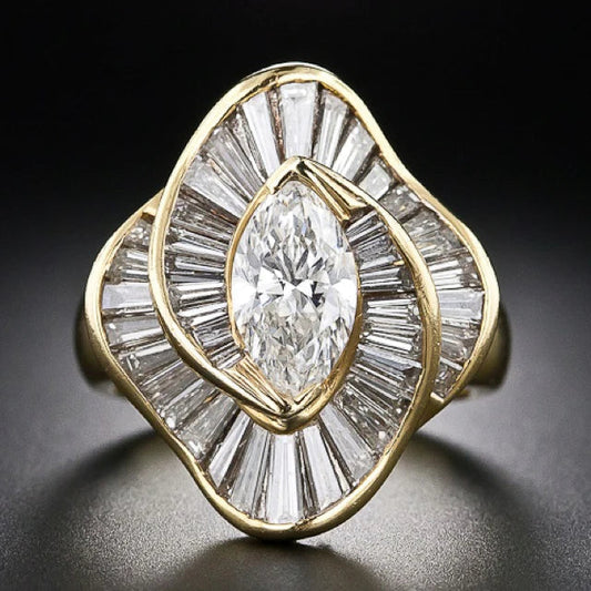 Vintage Gold Ring with Zirconia Mesh Jula Jewelry
