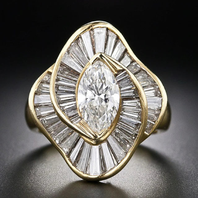 Vintage Gold Ring with Zirconia Mesh Jula Jewelry
