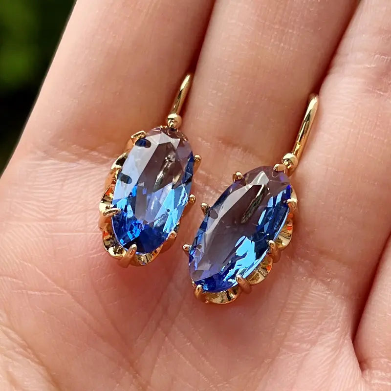 Gold Sapphire Teardrop Earrings Jula Jewelry
