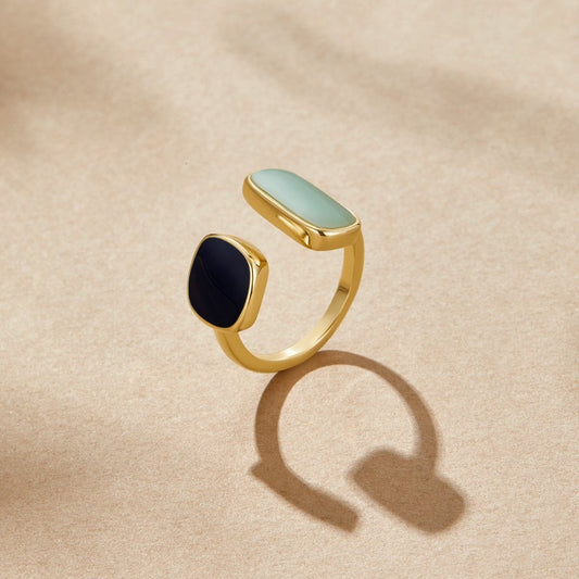 Gold Dual Gemstone Adjustable Ring Jula Jewelry