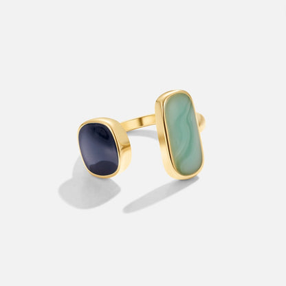 Gold Dual Gemstone Adjustable Ring Jula Jewelry