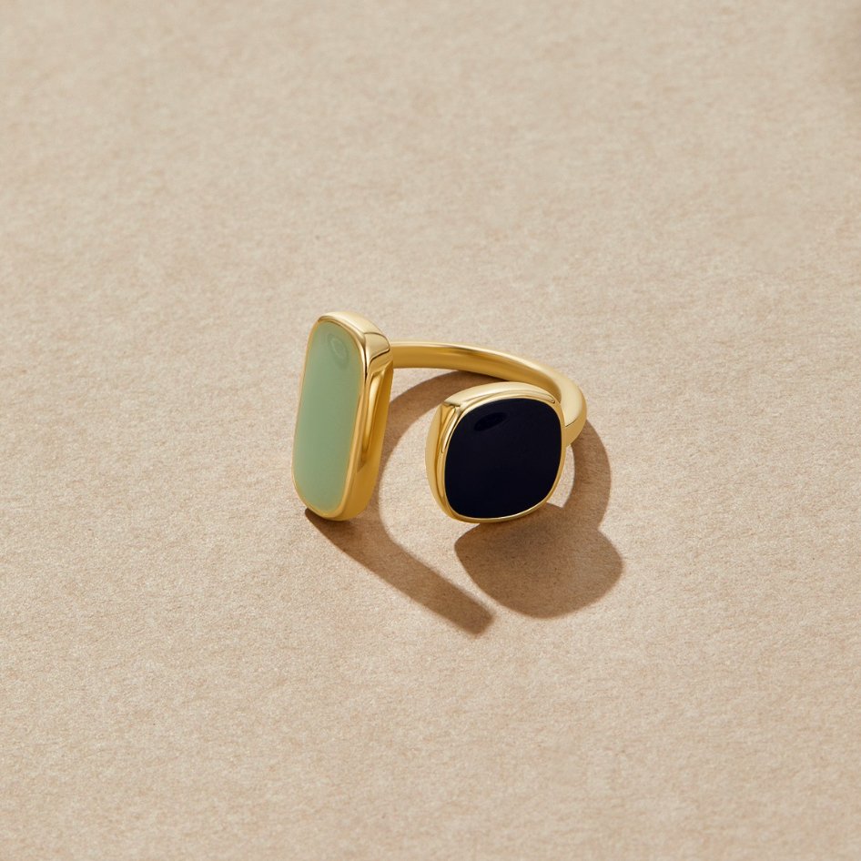 Gold Dual Gemstone Adjustable Ring Jula Jewelry