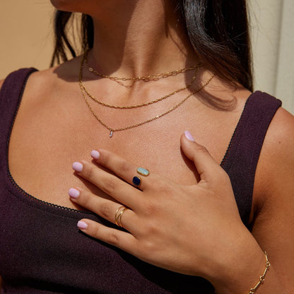 Gold Dual Gemstone Adjustable Ring Jula Jewelry