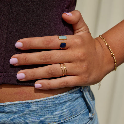 Gold Dual Gemstone Adjustable Ring Jula Jewelry