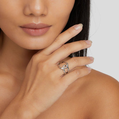 Silver Intertwined Open Ring Jula Jewelry