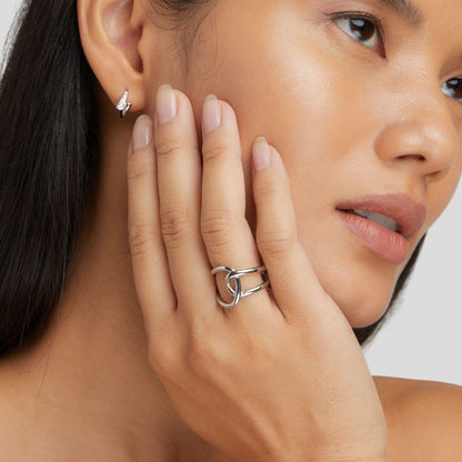 Silver Intertwined Open Ring Jula Jewelry