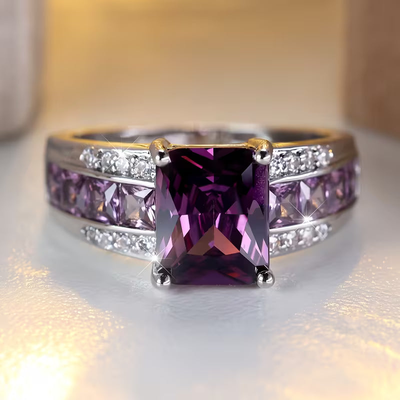 Amethyst Silver Channel Ring Jula Jewelry