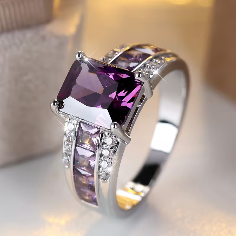 Amethyst Silver Channel Ring Jula Jewelry