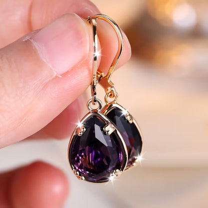 Amethyst Gold Teardrop Earrings Jula Jewelry