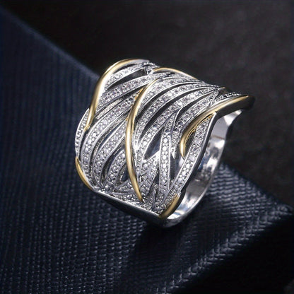 Silver and Gold Interwoven Band Ring Jula Jewelry