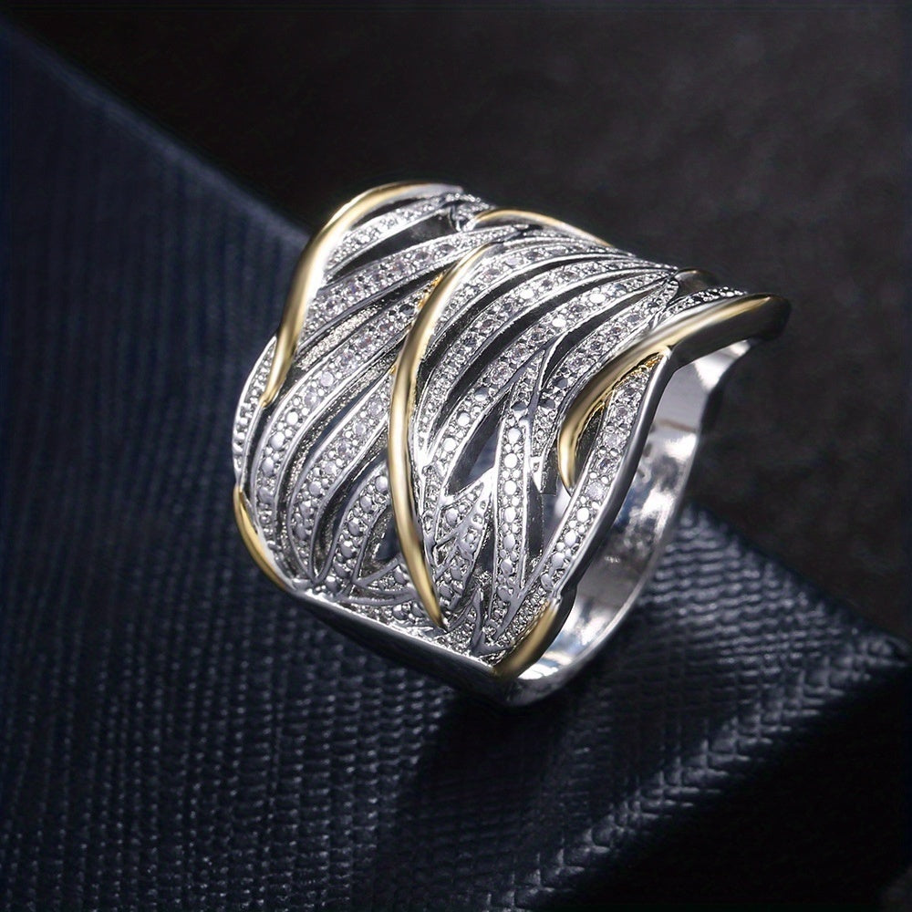 Silver and Gold Interwoven Band Ring Jula Jewelry