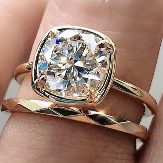 Double Ring Gold Cubic Crystal Jula Jewelry