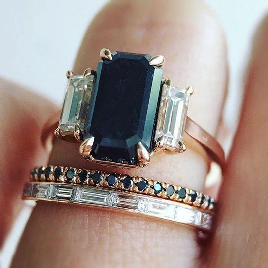 Vintage Dark Turquoise Zirconia Ring Collection Jula Jewelry