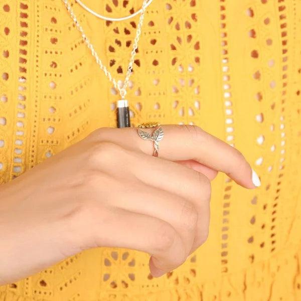 Adjustable Golden Sunflower Ring Jula Jewelry