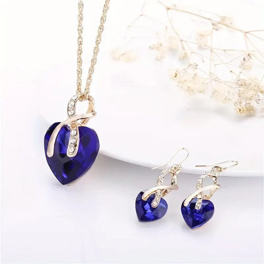Gold Sapphire Heart Jewelry Set Jula Jewelry