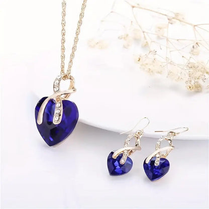 Gold Sapphire Heart Jewelry Set Jula Jewelry