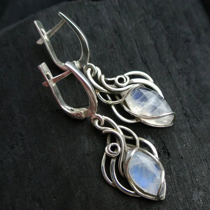 Vintage White Opal Drop Earrings Jula Jewelry