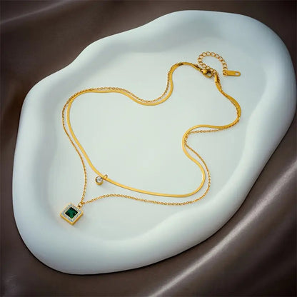 Emerald Gold Layered Necklace Jula Jewelry