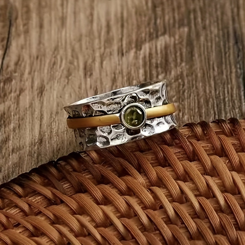 Silver and Gold Rustic Band Ring Jula Jewelry