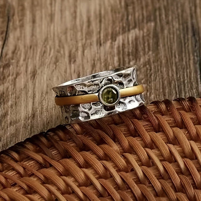 Silver and Gold Rustic Band Ring Jula Jewelry