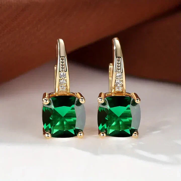 Mystic Gemstone Hoop Gold Earrings Jula Jewelry