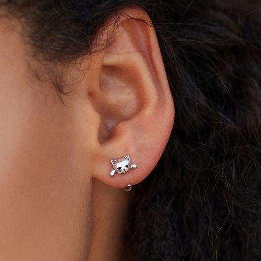 Silver Feline Earrings Jula Jewelry