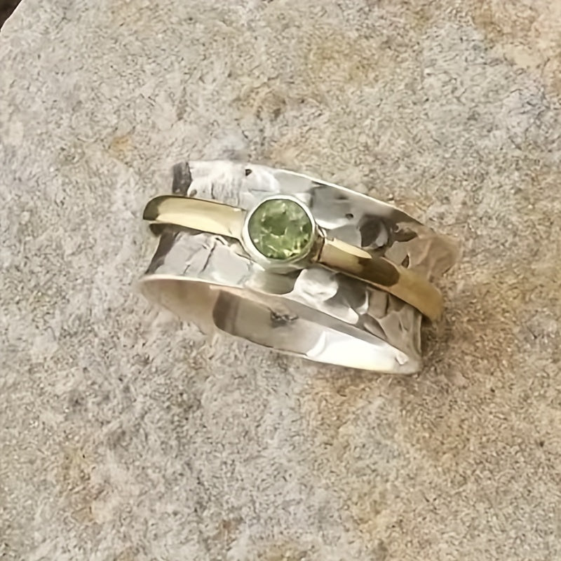 Silver and Gold Rustic Band Ring Jula Jewelry