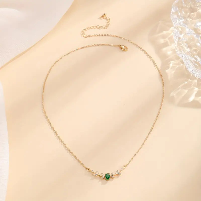 Emerald Gold Minimalist Necklace Jula Jewelry