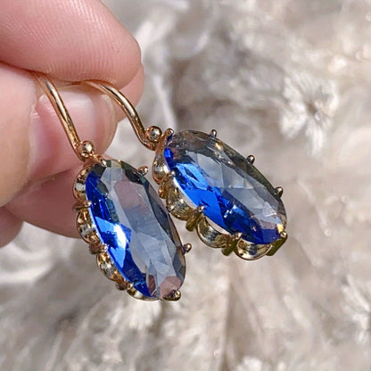 Gold Sapphire Teardrop Earrings Jula Jewelry