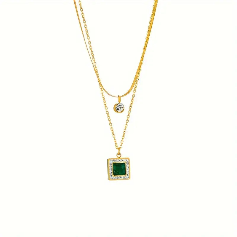 Emerald Gold Layered Necklace Jula Jewelry