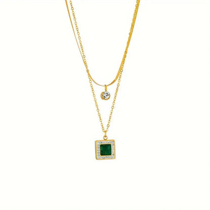 Emerald Gold Layered Necklace Jula Jewelry