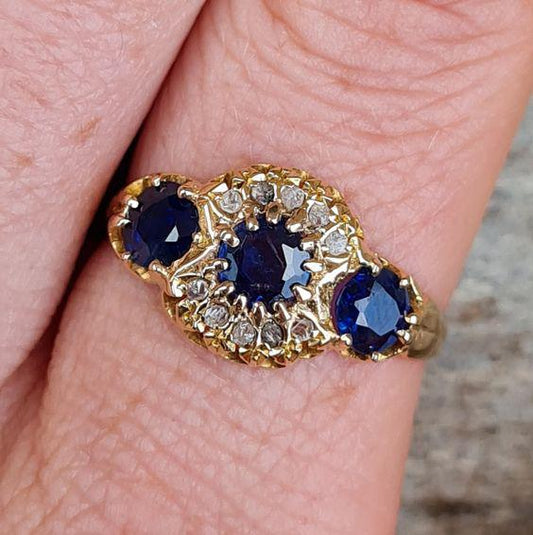 Vintage Blue Starlight Zircon Ring Jula Jewelry