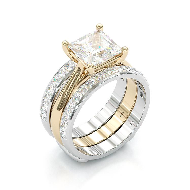Timeless Princess Cut Wedding Ring Set – Gold & Sterling Silver Jula Jewelry