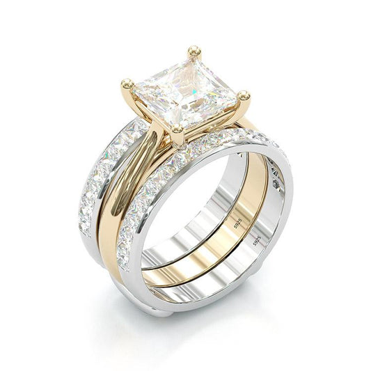 Timeless Princess Cut Wedding Ring Set – Gold & Sterling Silver Jula Jewelry