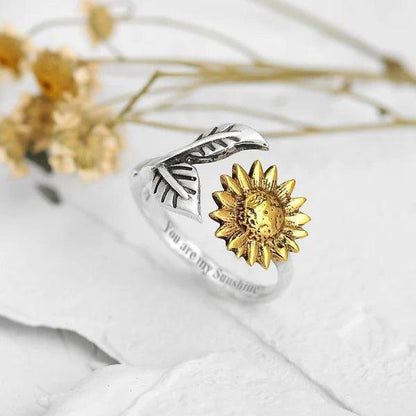 Adjustable Golden Sunflower Ring Jula Jewelry